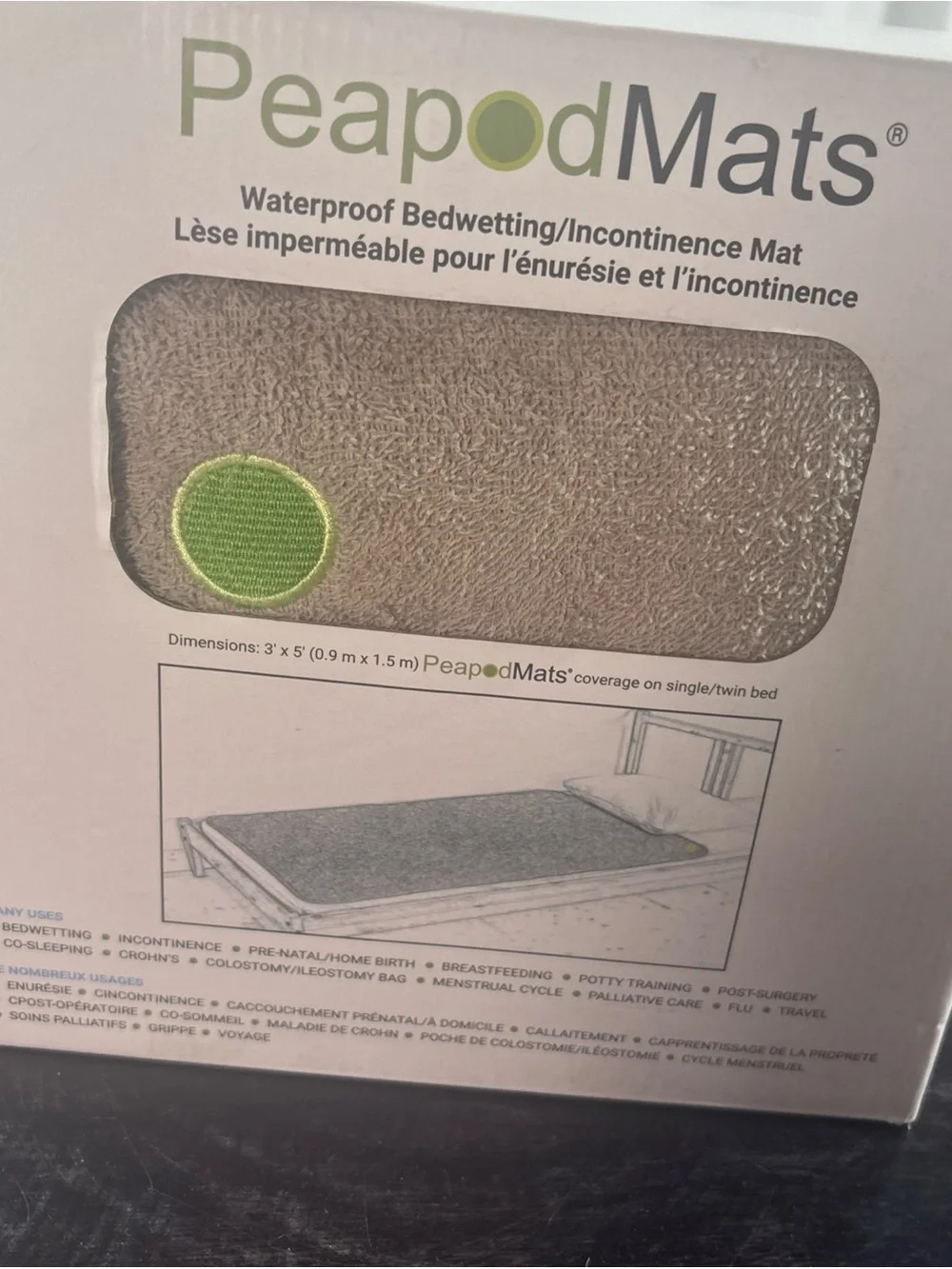 PeapodMats Waterproof Bedwetting & Incontinence Mat 3' x 5' Reusable Washable